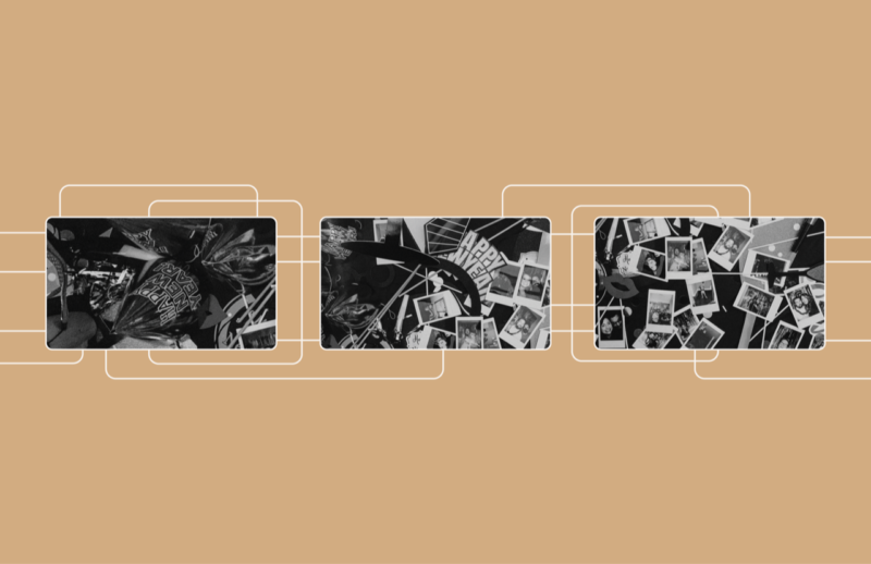 collage of black and white images with scenes from a new year's eve party