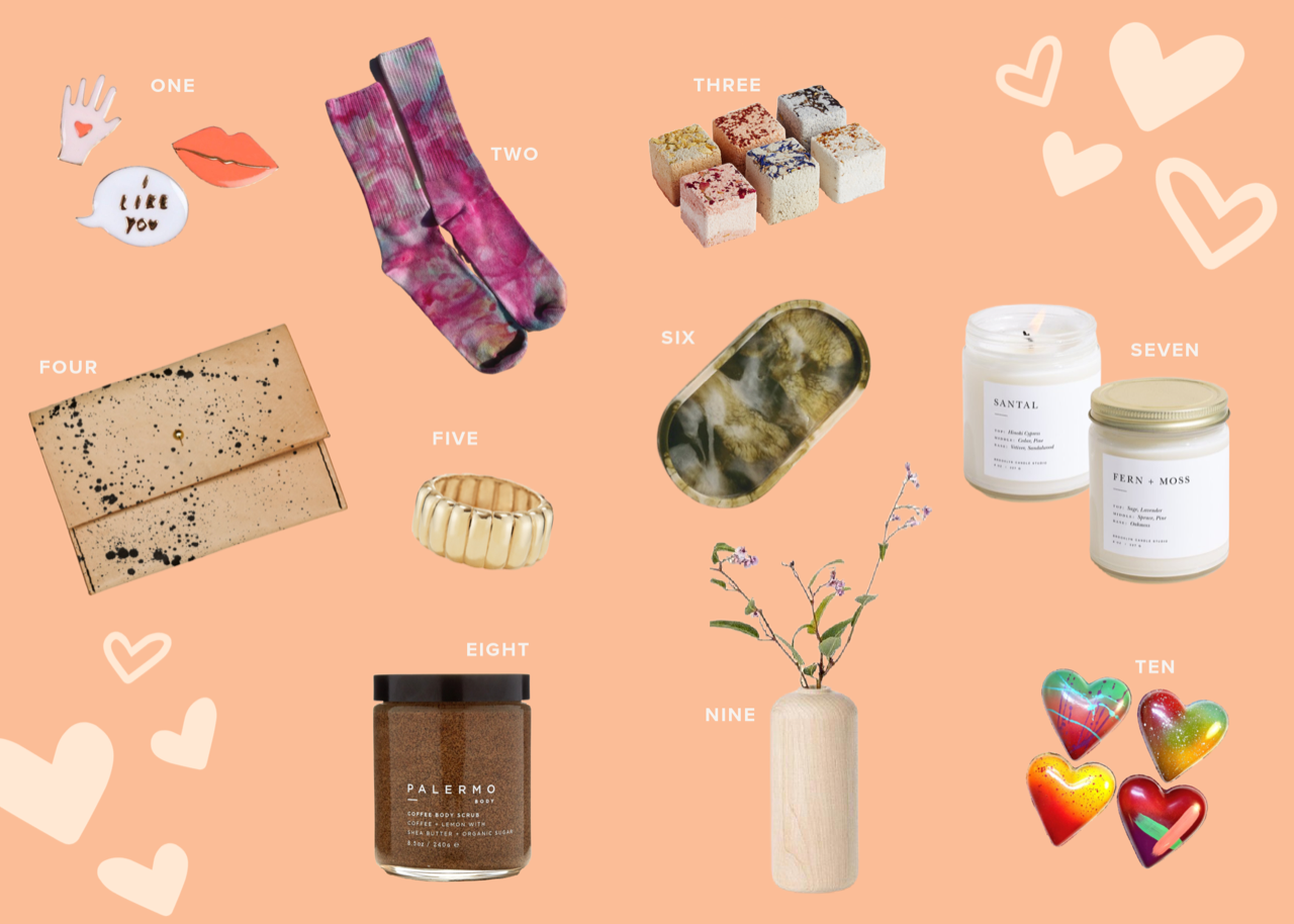 collage image of various valentine's day gift ideas